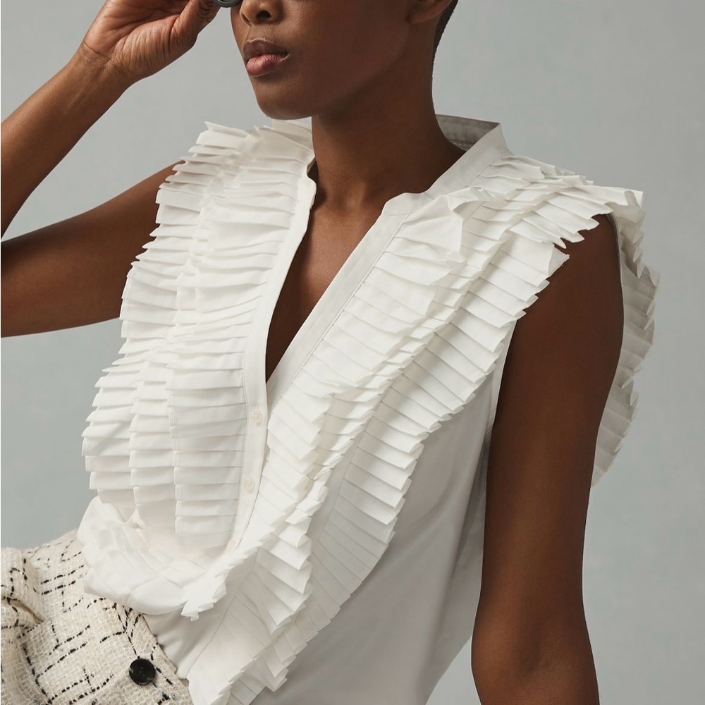 Anthropologie - Maeve sleeveless ruffle blouse